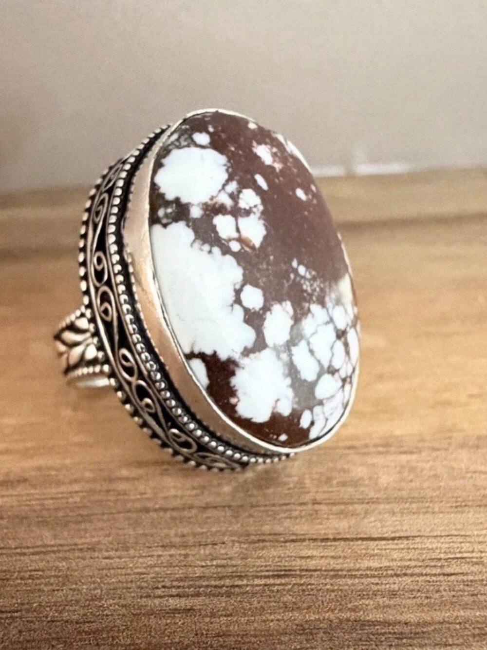 925 Sterling Silver Wild Horse Turquoise Ring Size 6 Native American Jewelry